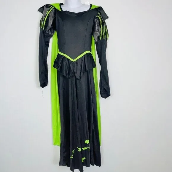 Wizard of Oz Wicked Witch Costume Girls M Green Black Hat Halloween - Picture 4 of 12